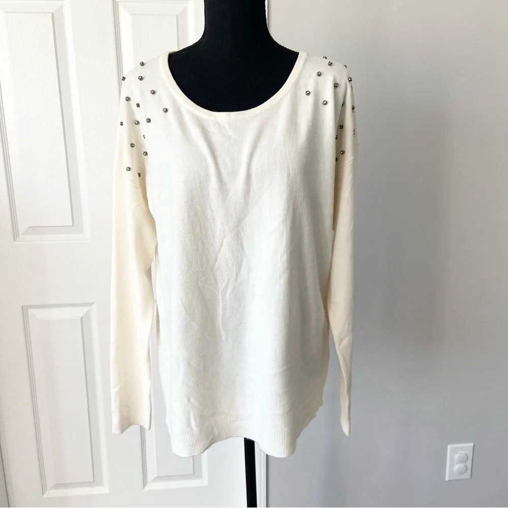 J Jess Beaded Embellished Soft Pullover Sweater